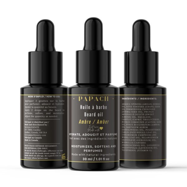 Huile à Barbe Ambre – Hydratante, Adoucissante & Parfumante – Image 3