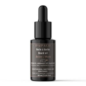 Huile à barbe boisée – Hydratante, Adoucissante & Parfumante