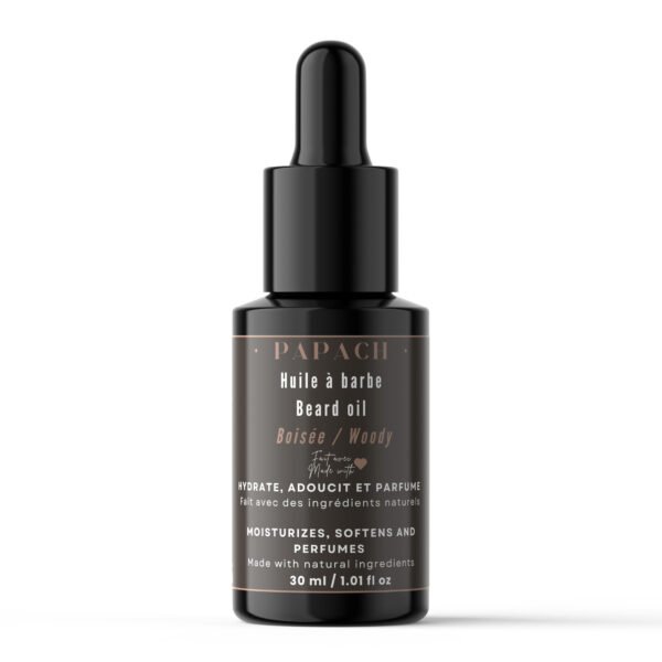 Huile à barbe boisée – Hydratante, Adoucissante & Parfumante